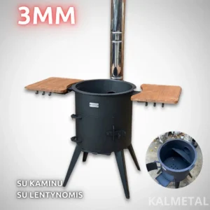 PREMIUM no 8L līdz 22L 3MM krāsns ar skursteni, ar plauktiem
